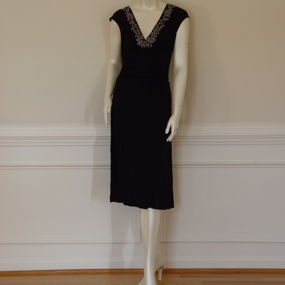 DAVID MEISTER EMBELLISHED NECKLINE DRESS - MEDIUM - Picture 2 of 5
